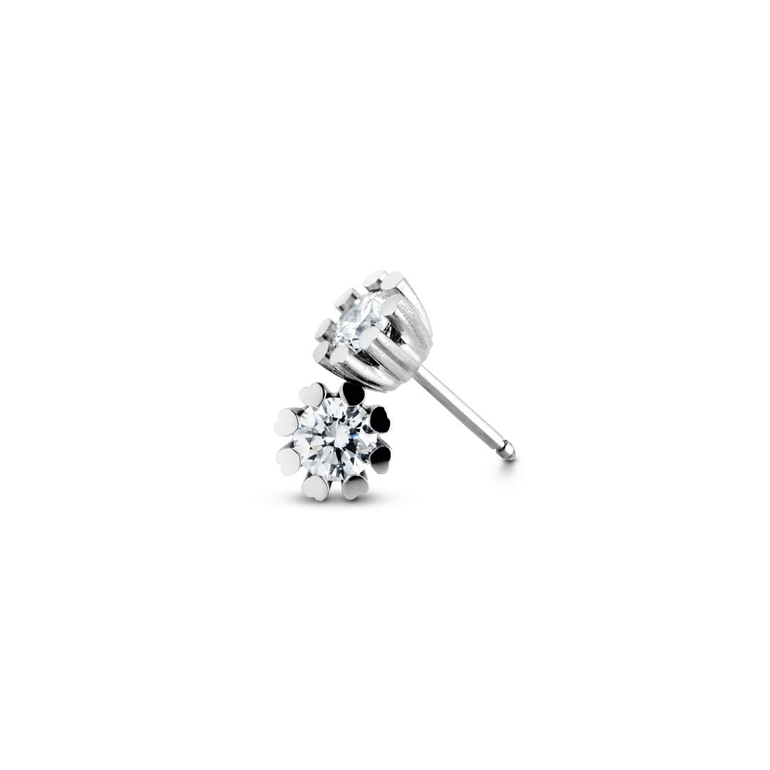 HEART-PRONG øreringe med 2 stk. 0,50 ct. TW-VS diamanter i platin - Juveler Ragnar R. Jørgensen