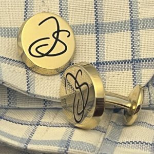 Manchetknapper med moderne monogram - Guldsmed Ragnar R. Jørgensen
